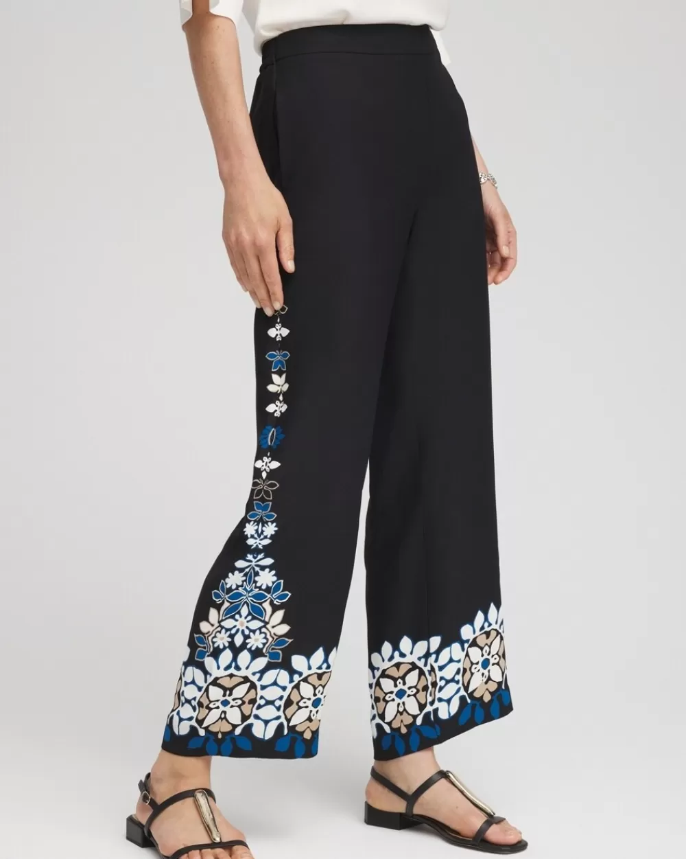 Flash Sale Placed Floral Print Soft Cropped Pants Pants