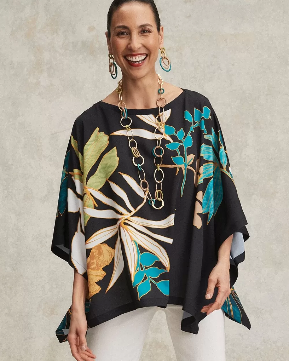 Hot Placed Palms Poncho Tops