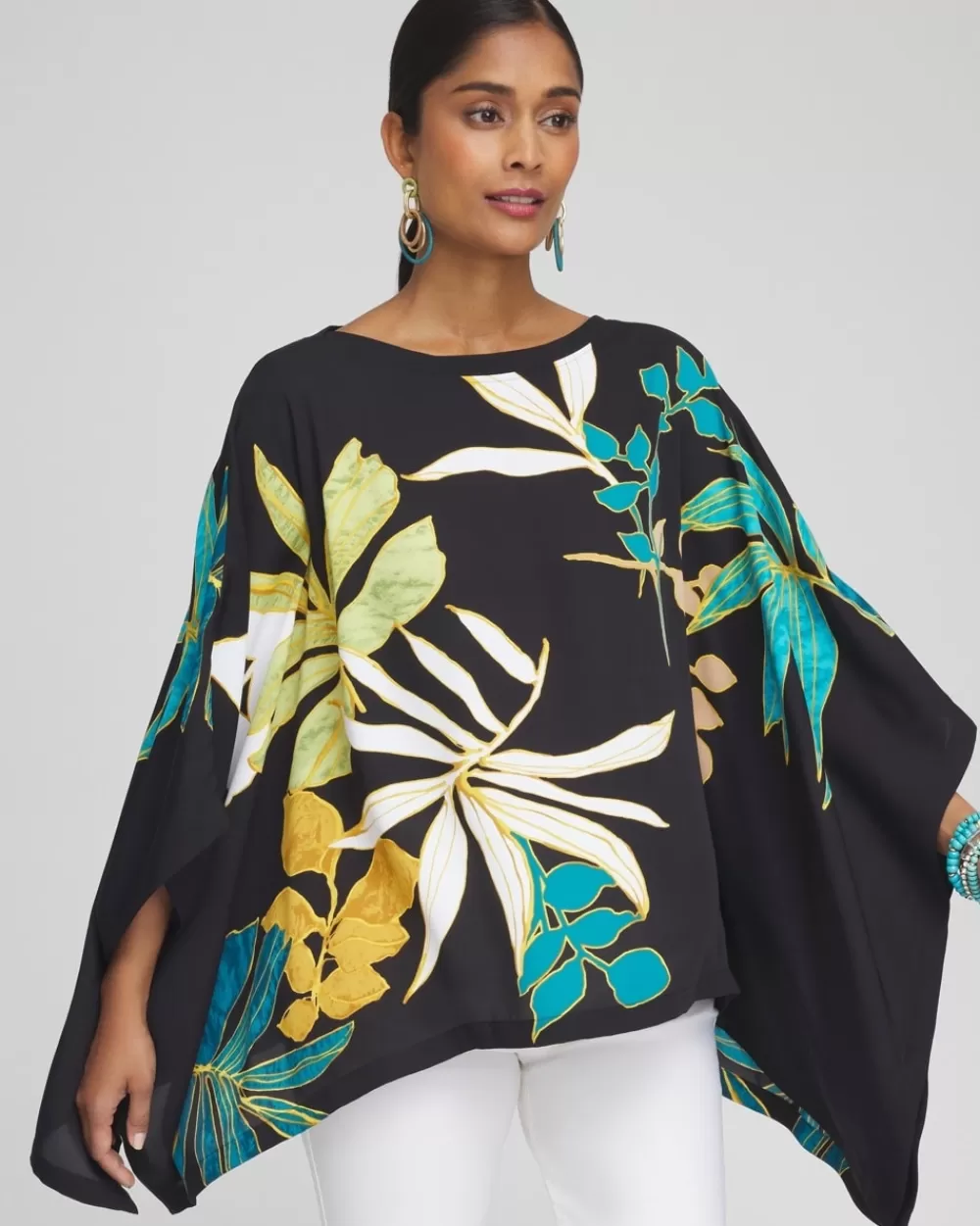 Hot Placed Palms Poncho Tops