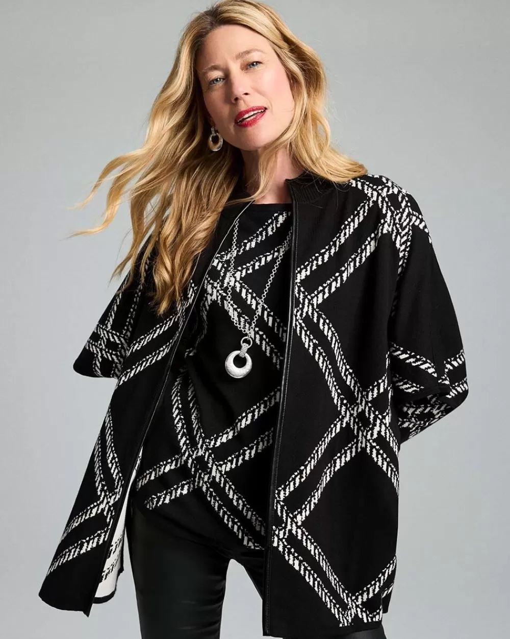 Store Plaid Mockneck Ruana Tops | Ponchos & Ruanas