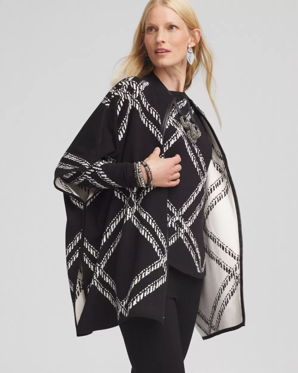 Store Plaid Mockneck Ruana Tops | Ponchos & Ruanas