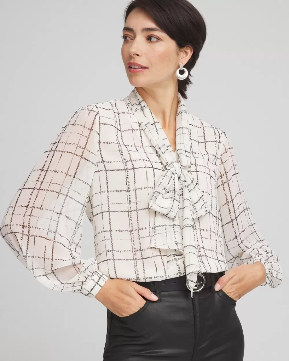 Flash Sale Plaid Tie Bow Blouse Tops | Blouses & Shirts