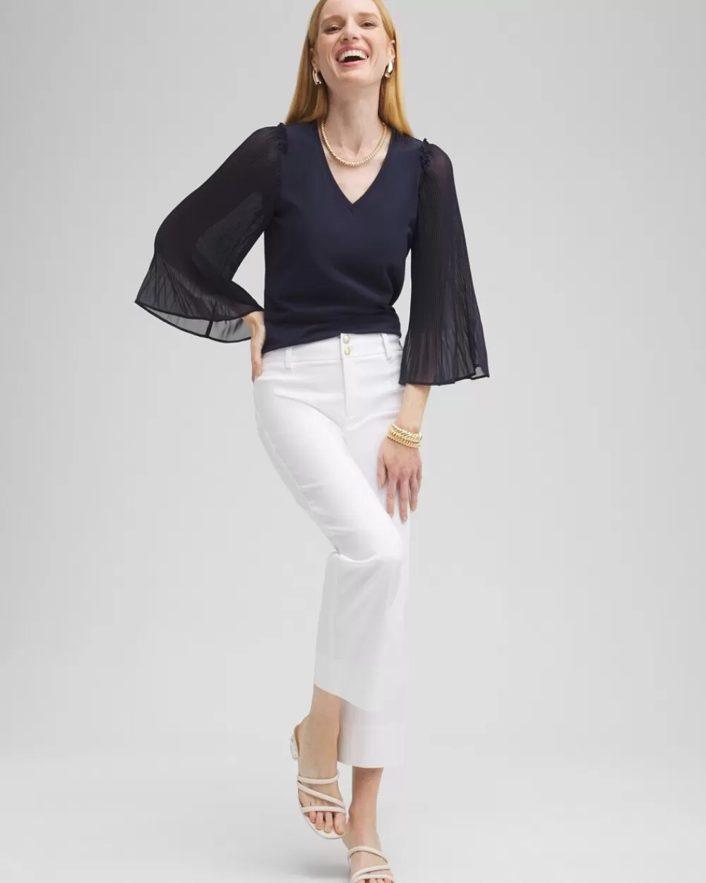 New Pleated Billow Sleeve Top Tops