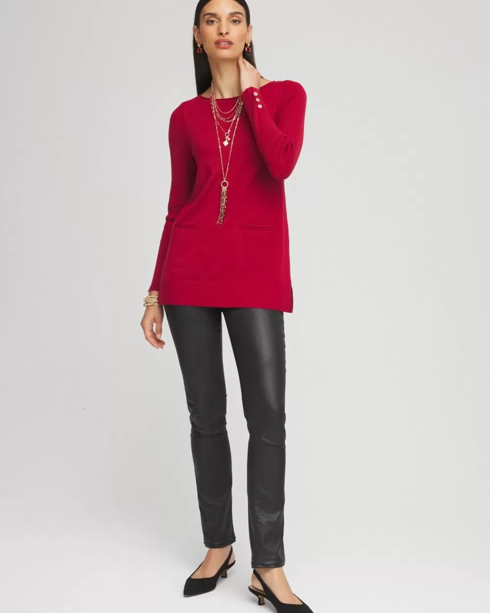 Fashion Pocket Sweater Tunic Sweaters