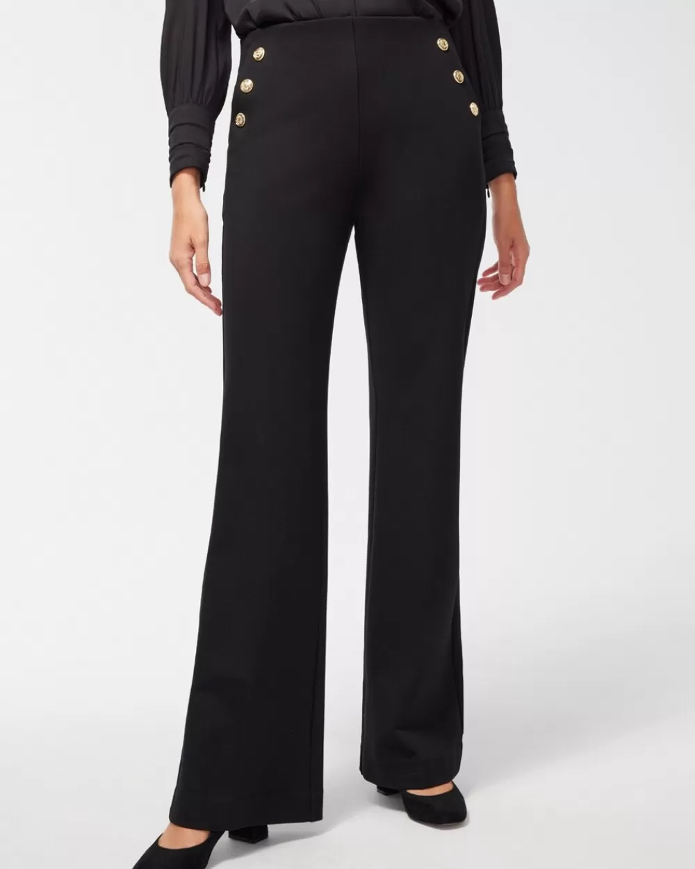 Shop Ponte Button Flare Pants Pants