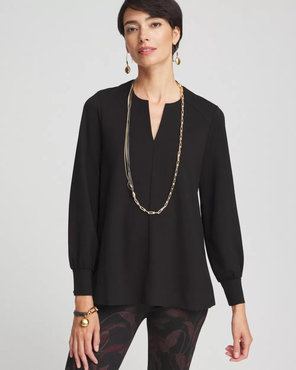 Best Ponte Notch Neck Tunic Tops