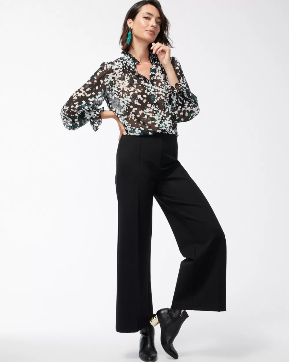 Online Ponte Pintuck Wide Leg Ankle Pants Pants