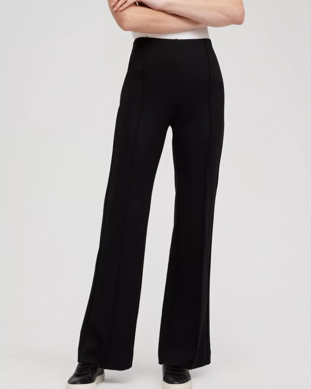 Discount Ponte Pintuck Wide Leg Pants Pants