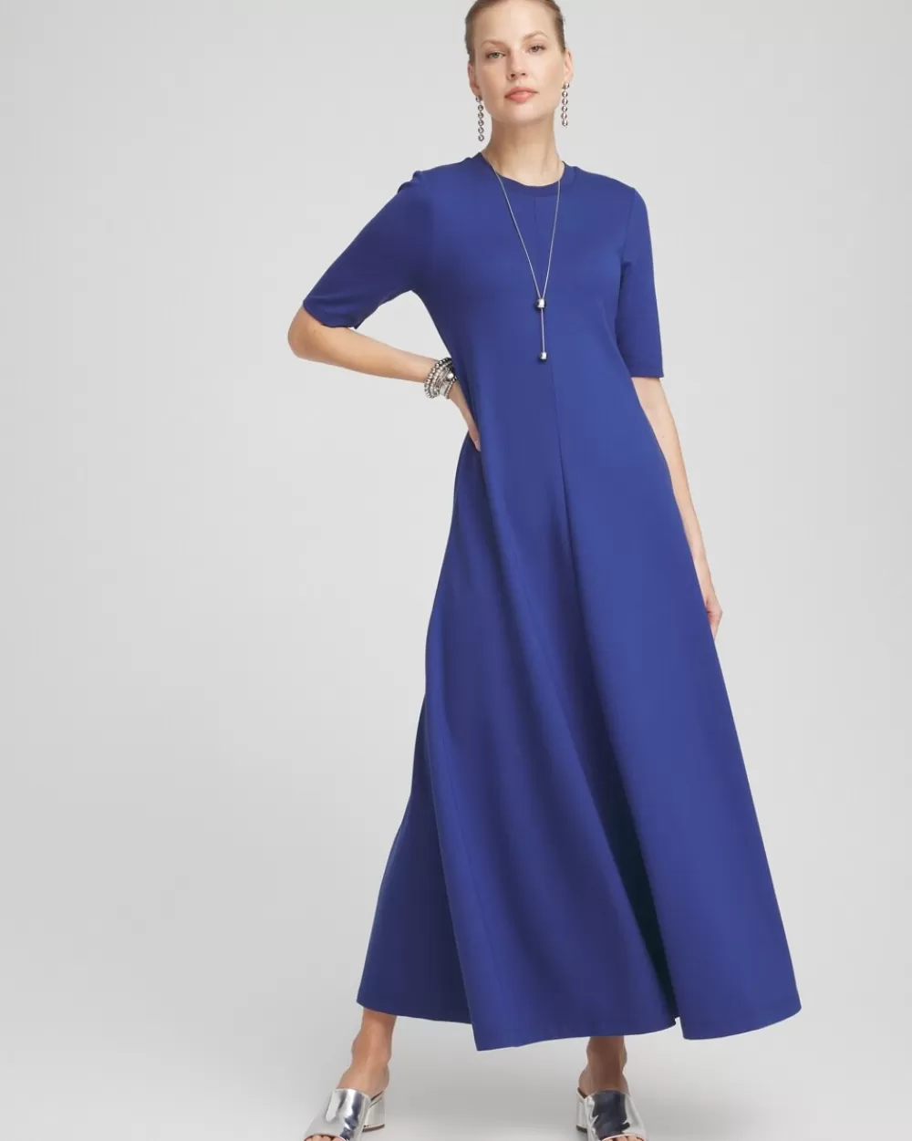 Hot Ponte Rib Trim Maxi Dress Dresses