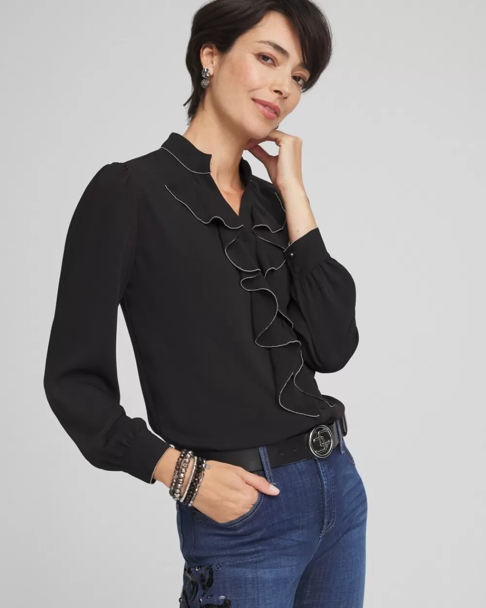 Online Ruffle Neck Shirt Tops | Blouses & Shirts