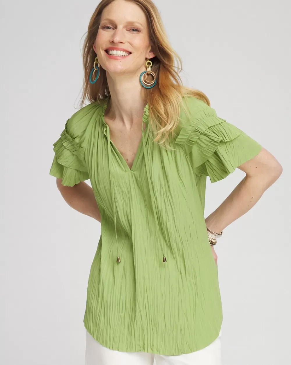 Online Ruffle Sleeve Blouse Tops