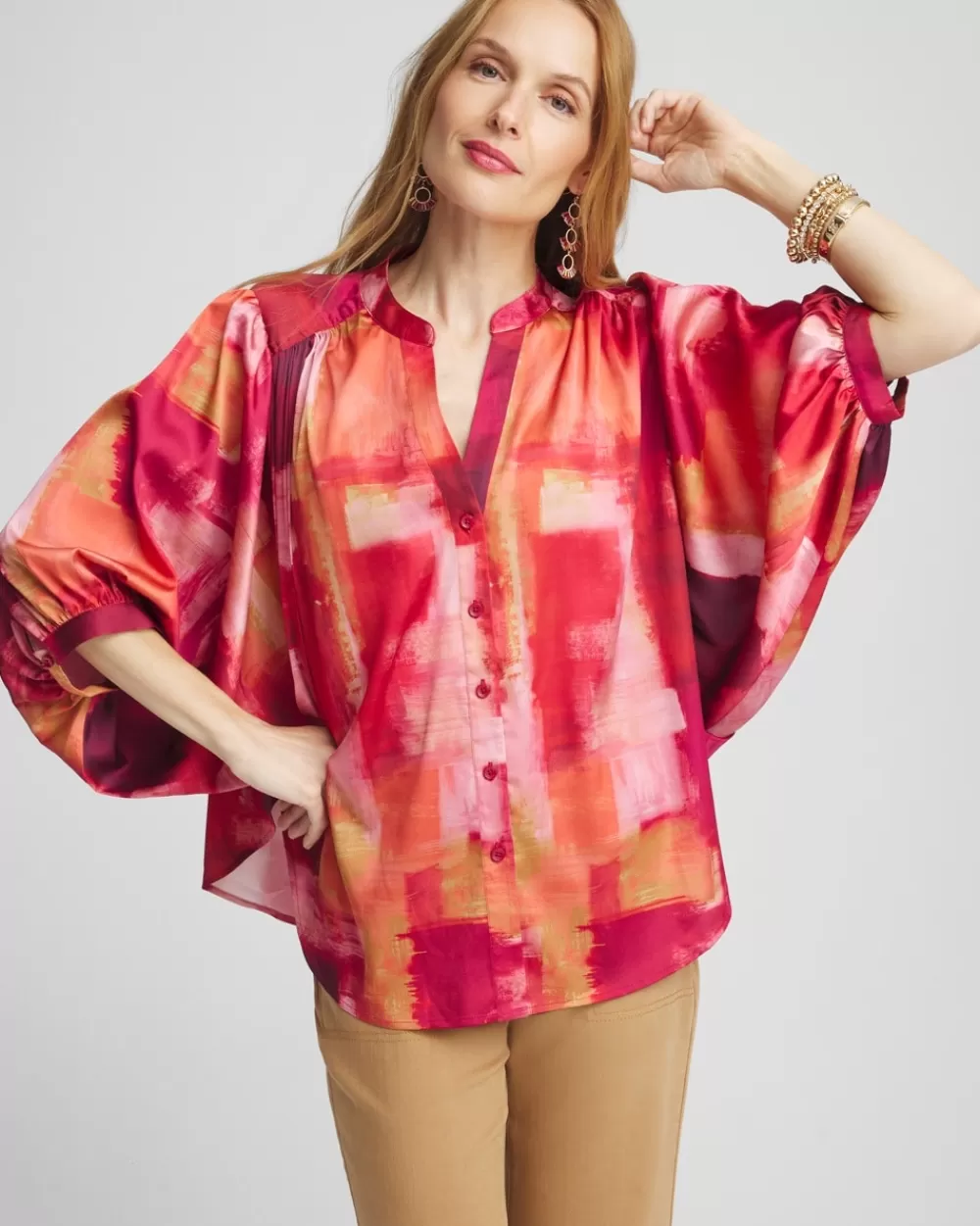 Best Sale Satin Dolman Sleeve Shirt Tops