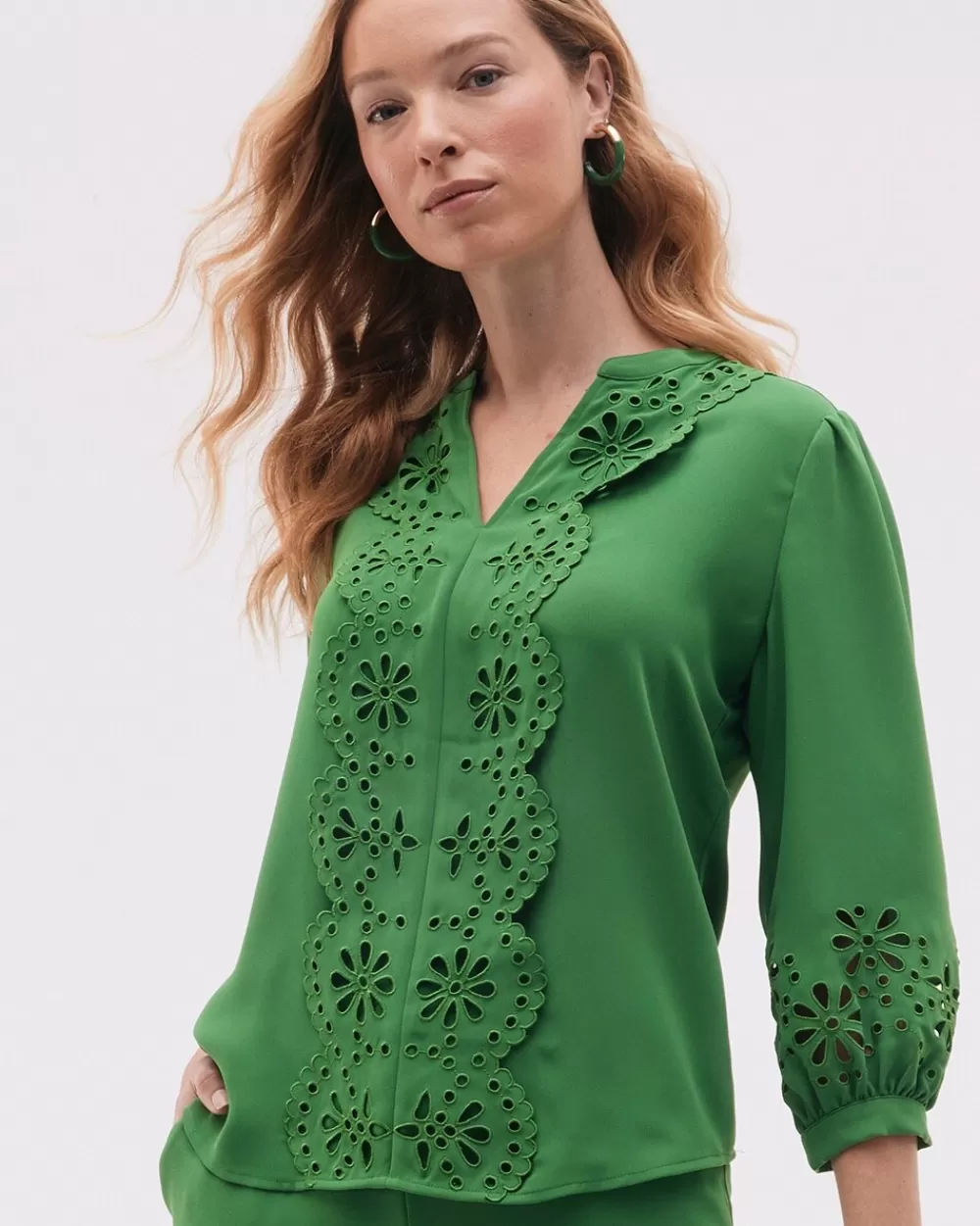 Best Sale Satin Eyelet Top Tops