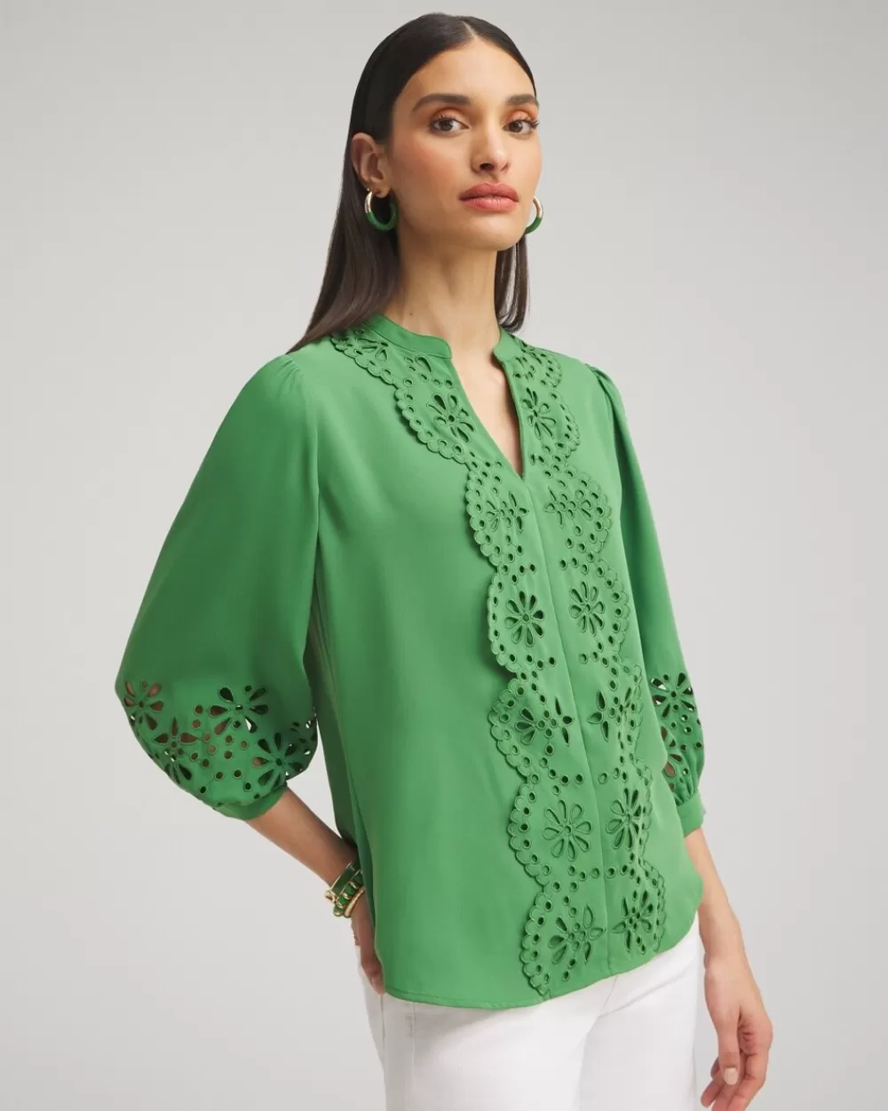 Best Sale Satin Eyelet Top Tops