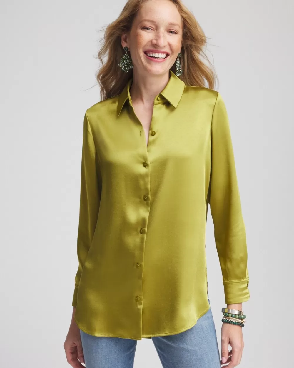 Cheap Satin High-low Tunic Tops