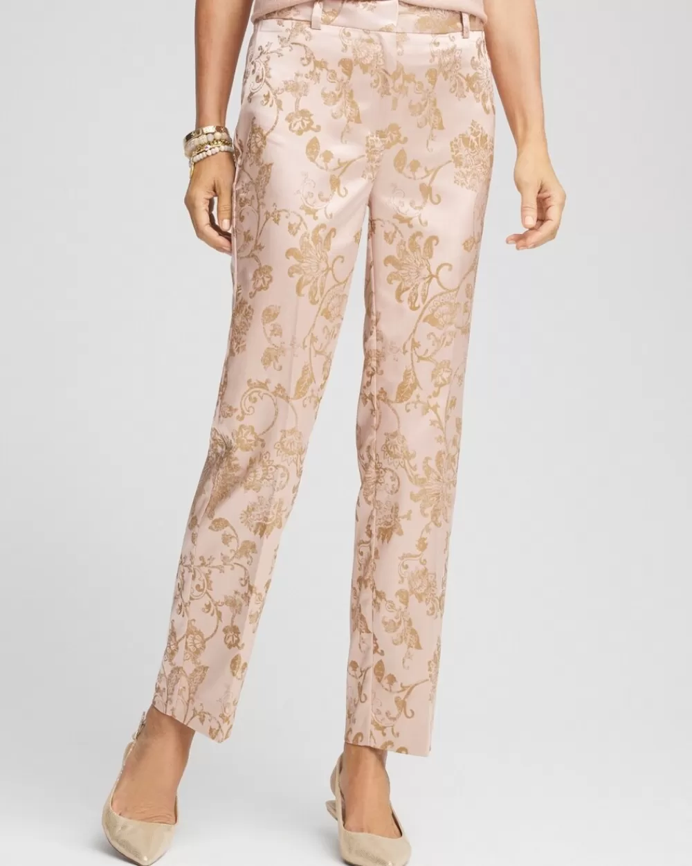 Cheap Satin Jacquard Straight Ankle Pants Pants | Matching Sets