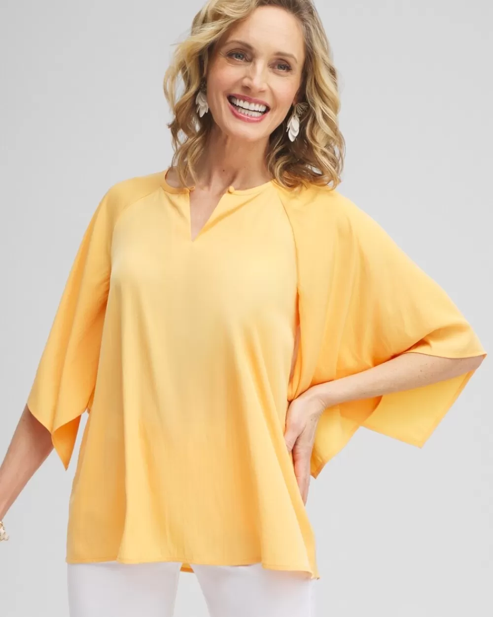 Clearance Satin Keyhole Neck Blouse Tops