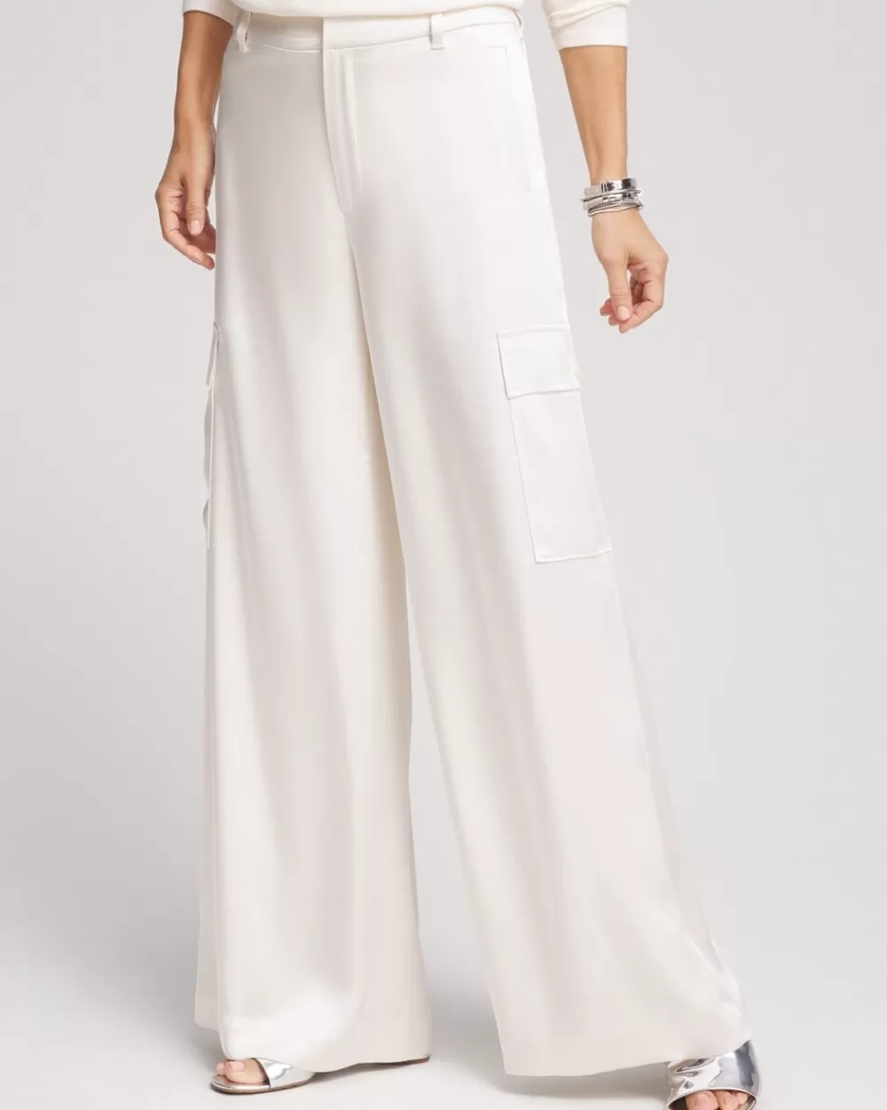 Online Satin Wide Leg Cargo Pants Pants