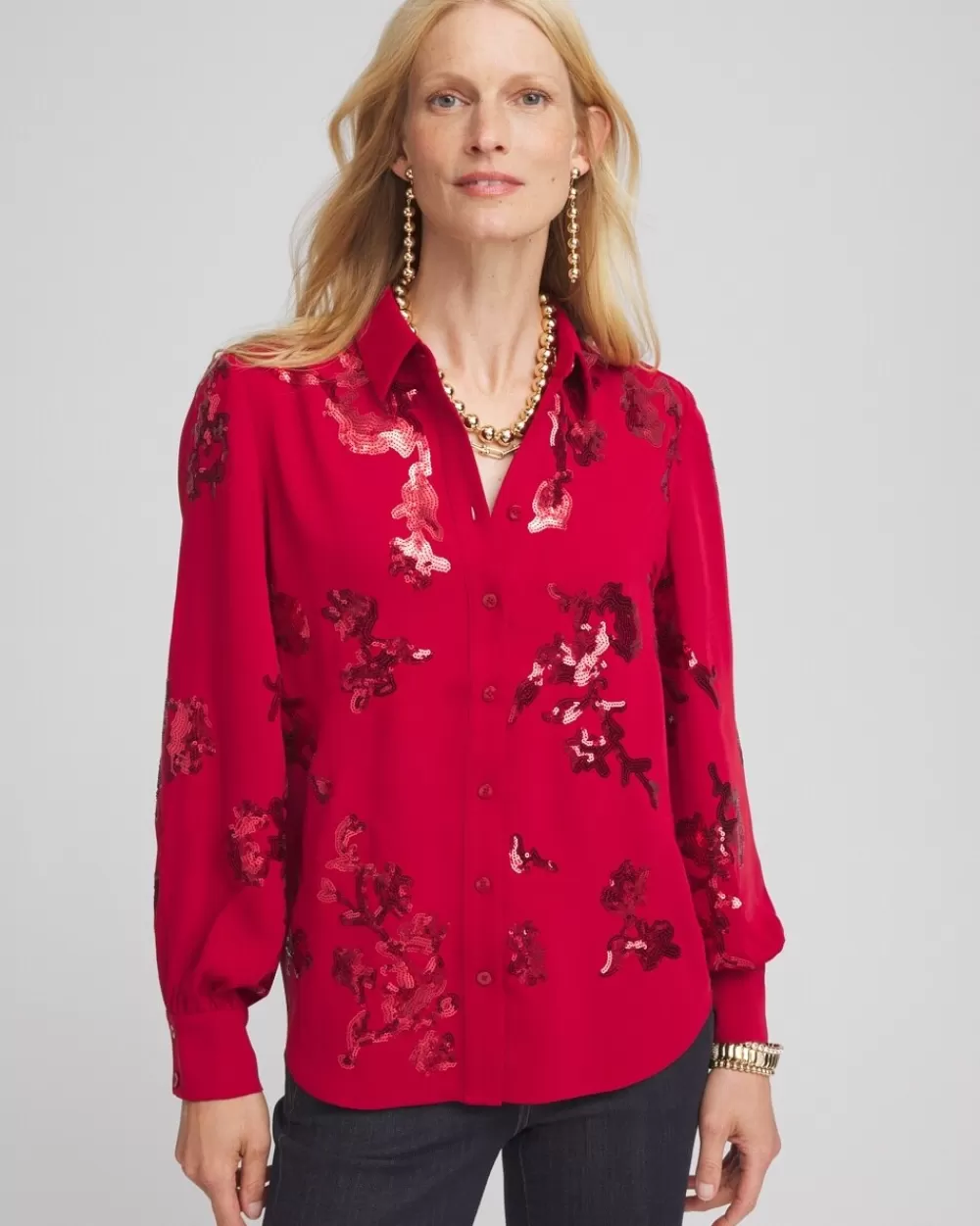 Discount Sequin Embellished Shirt Tops | Blouses & Shirts