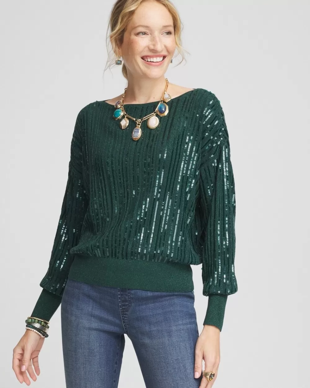 Online Sequin Pullover Sweater Matching Sets