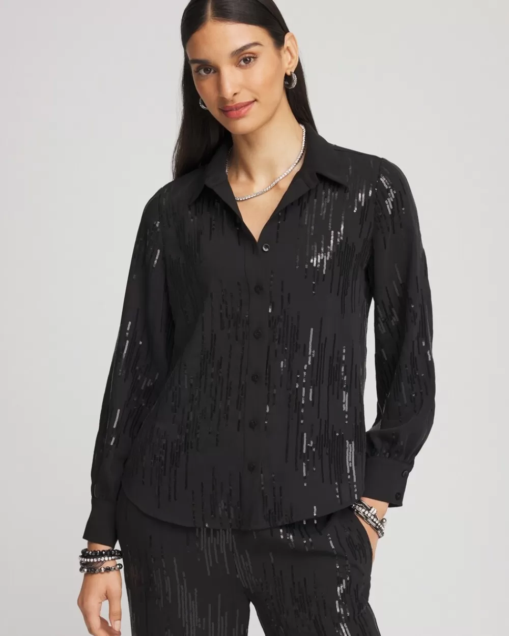 New Sequined Satin Shirt Tops | Blouses & Shirts