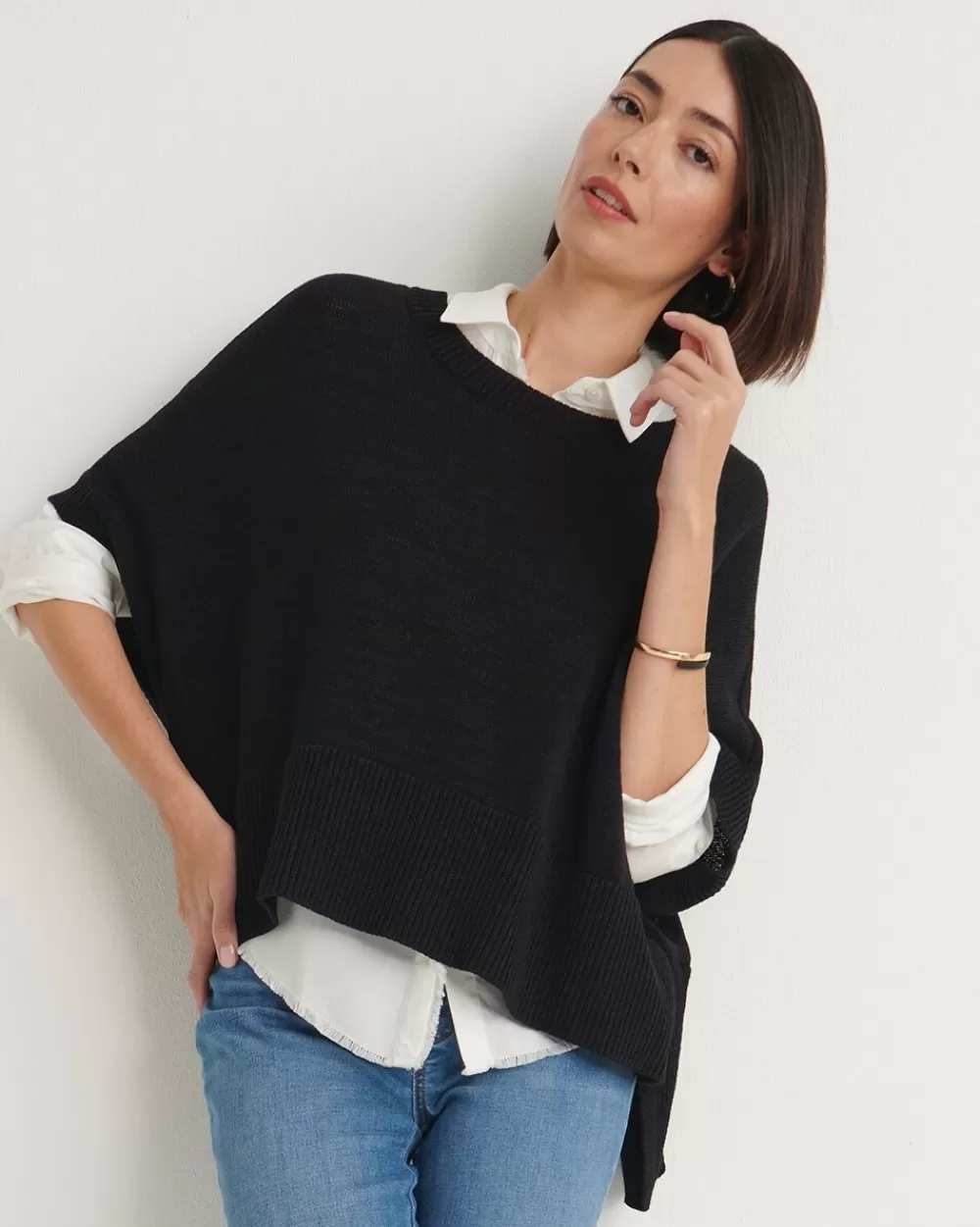 New Short Sleeve Knit Poncho Tops | Ponchos & Ruanas