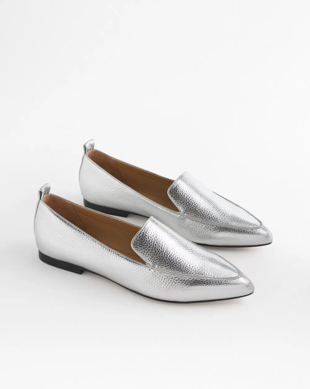 Hot Metallic Leather Loafer Shoes