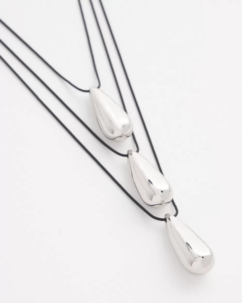 New Silver Tone Three-Strand Pendant Necklace Necklaces