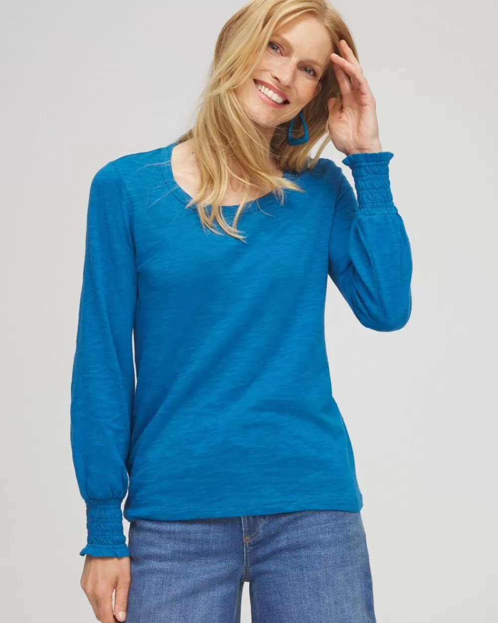 Sale Smocked Long Sleeve Tee Tops