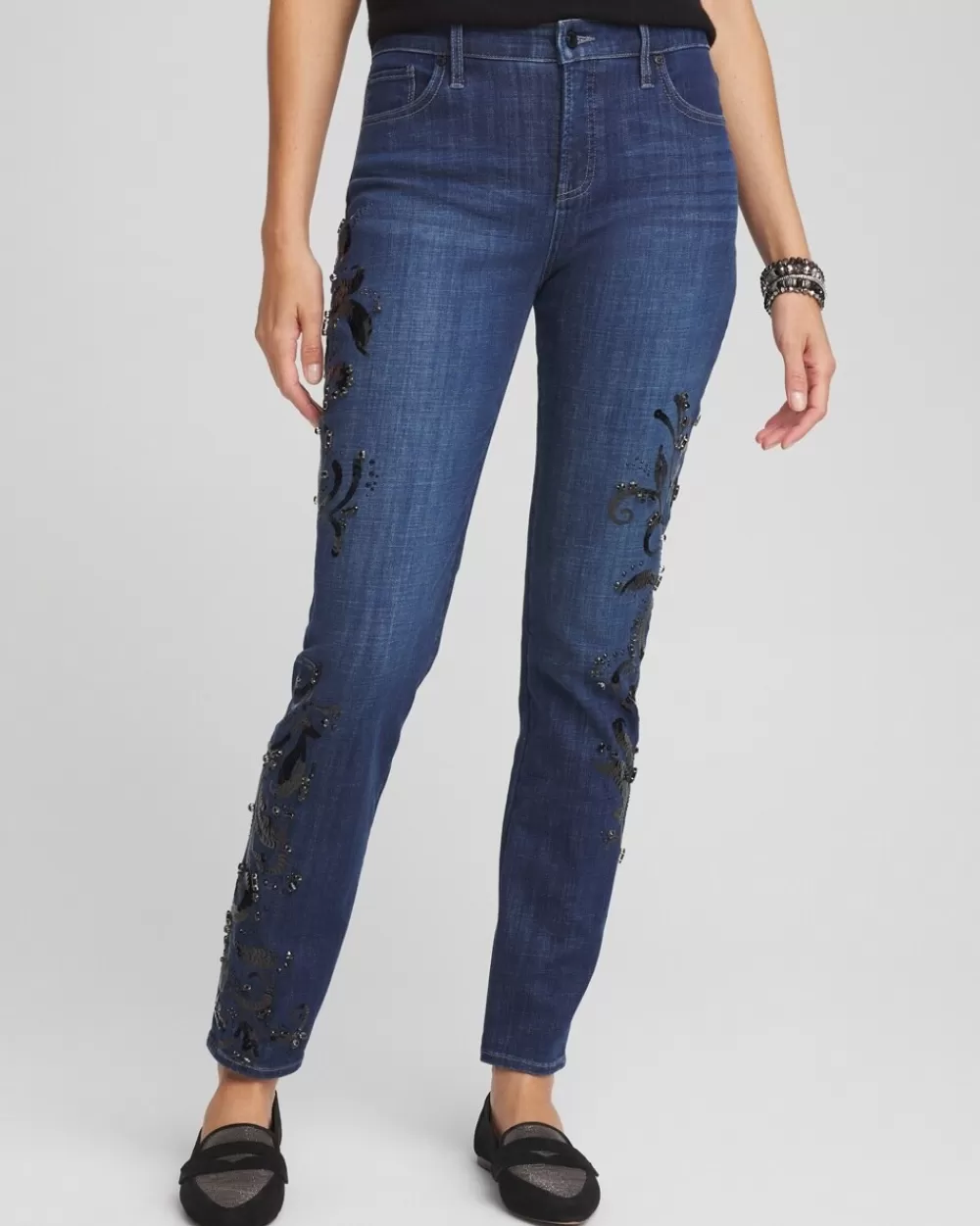 Shop So Slimming® Girlfriend Embroidered Ankle Jeans Jeans & Denim