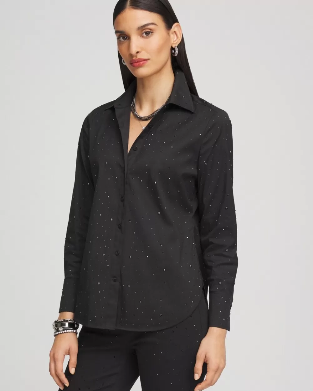 Hot Sparkle Embellished Poplin Shirt Tops | Blouses & Shirts