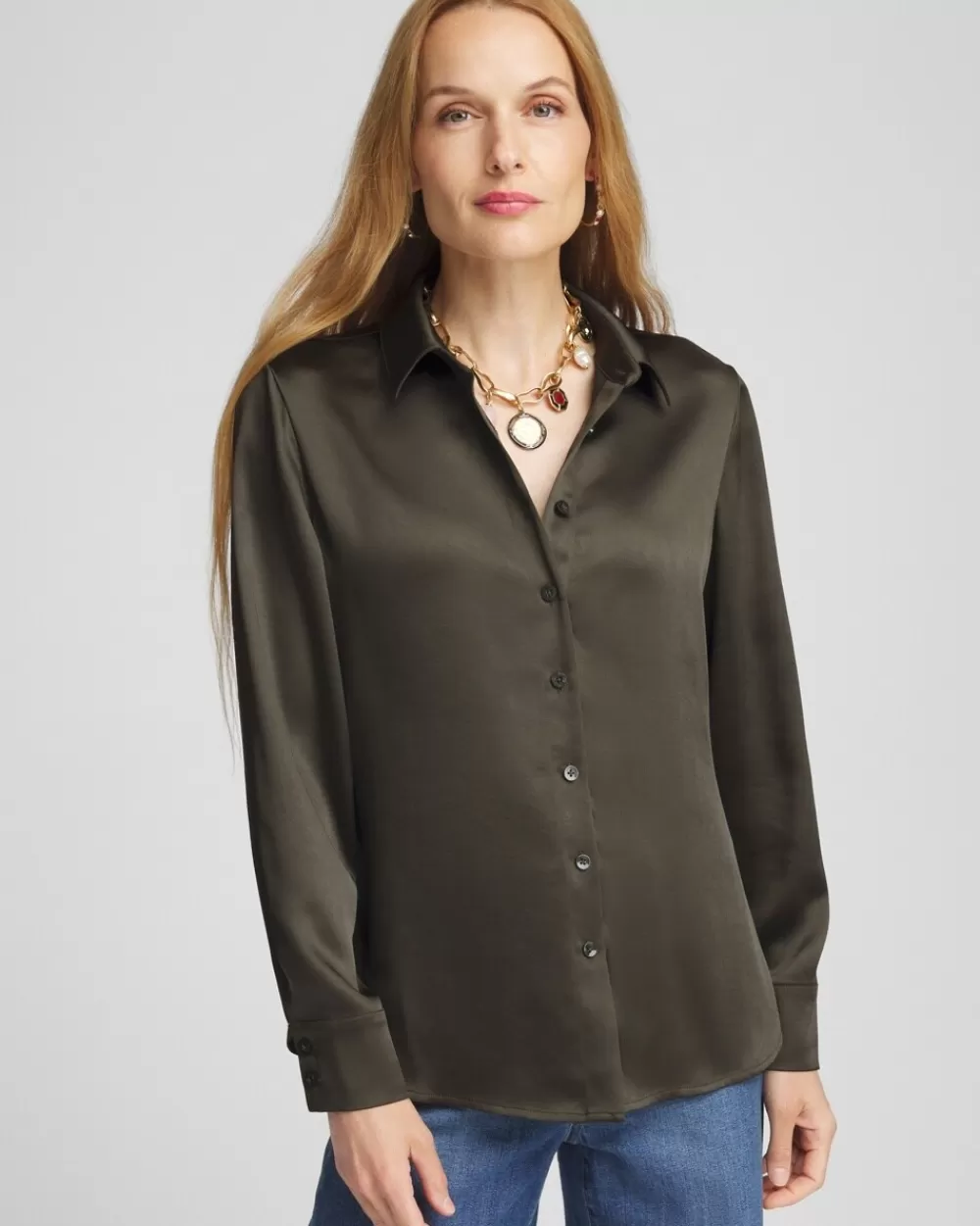 Sale Stretch Satin Blouse Tops