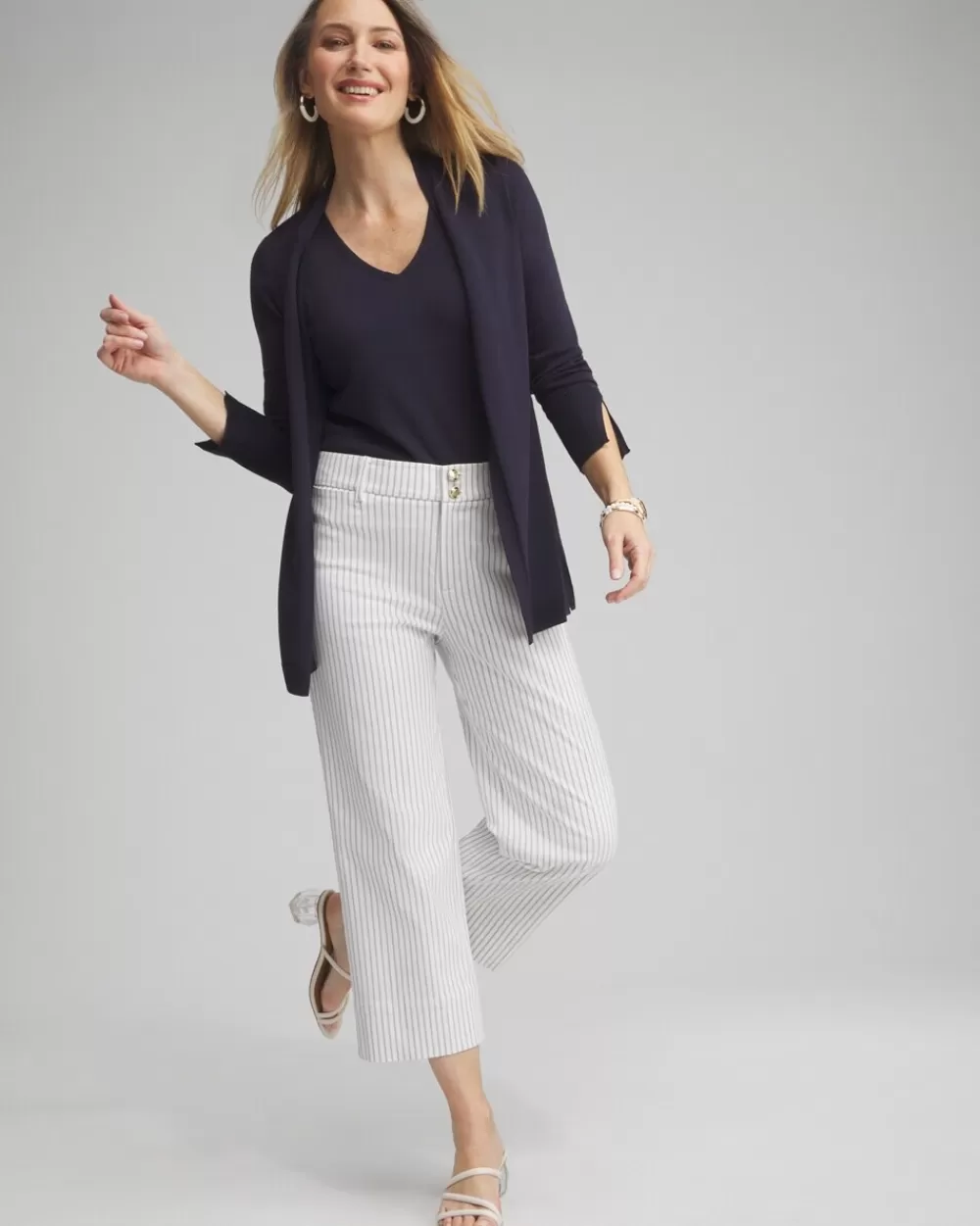 Clearance Stripe Trapunto Cropped Pants Pants