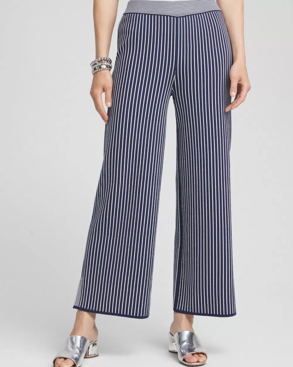 Fashion Stripe Wide Leg Sweater Cropped Pants Pants