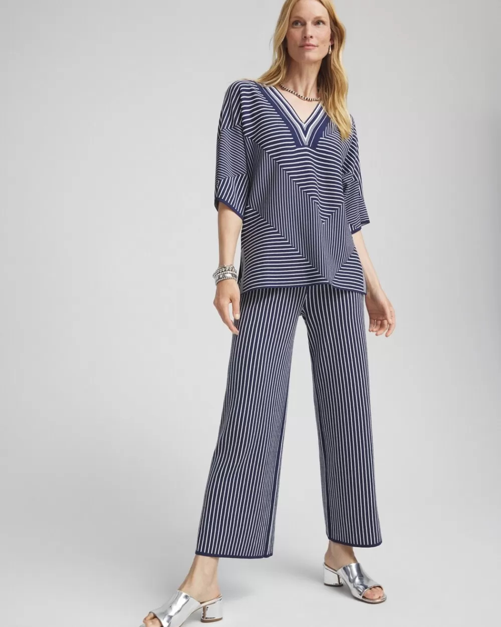 Fashion Stripe Wide Leg Sweater Cropped Pants Pants