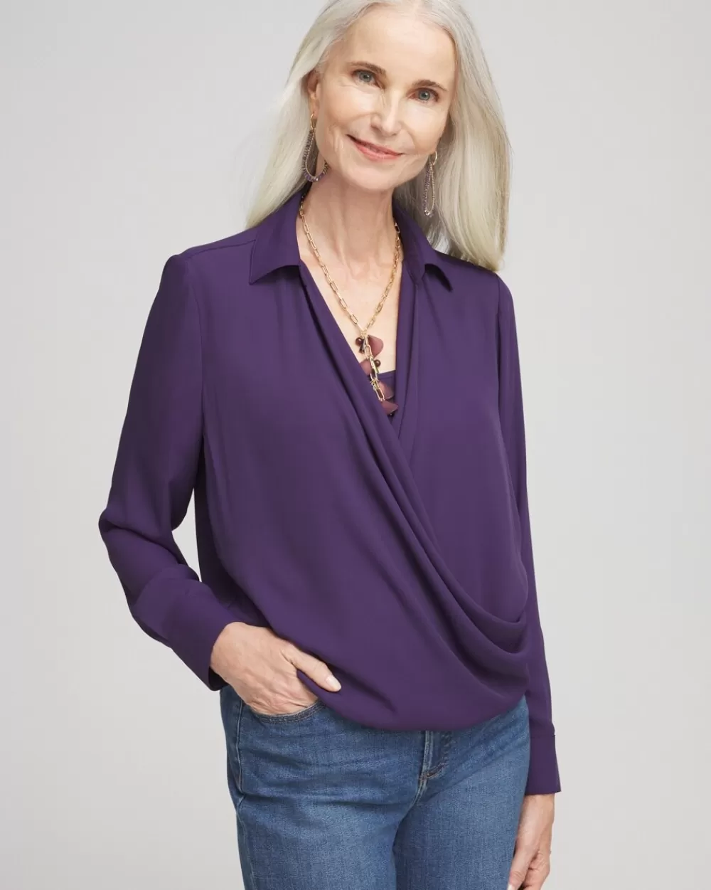 Hot Surplice Bubble Hem Shirt Tops | Blouses & Shirts