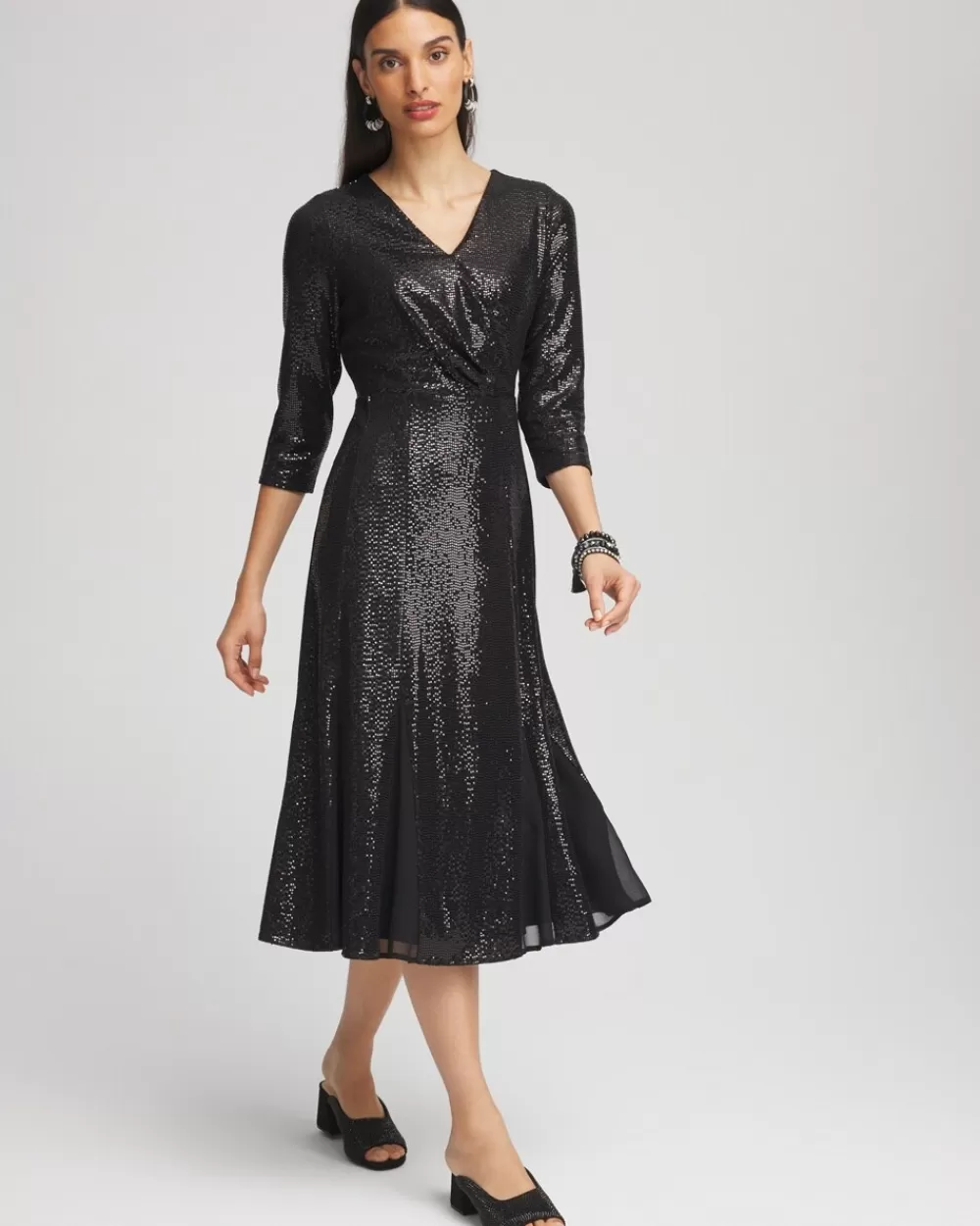 Cheap Surplice Sequin Midi Dress Dresses