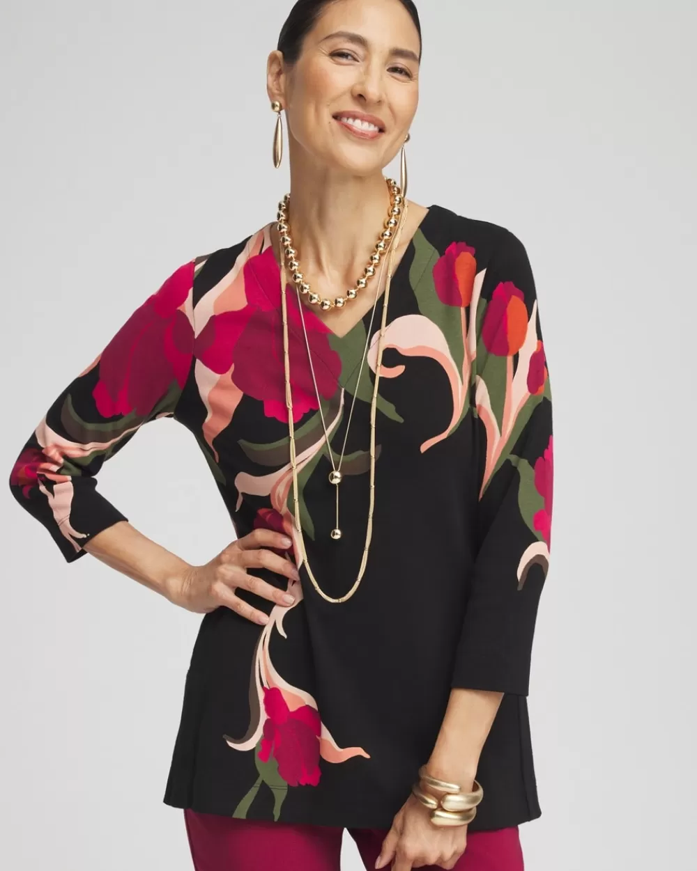 Best Sale Swirl V-Neck Tunic Tops