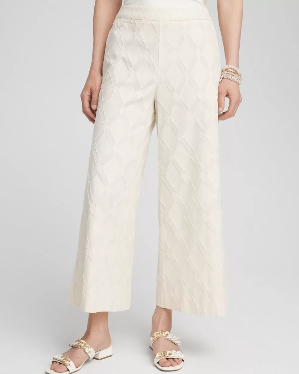 Flash Sale Textured Wide Leg Cropped Pants Pants