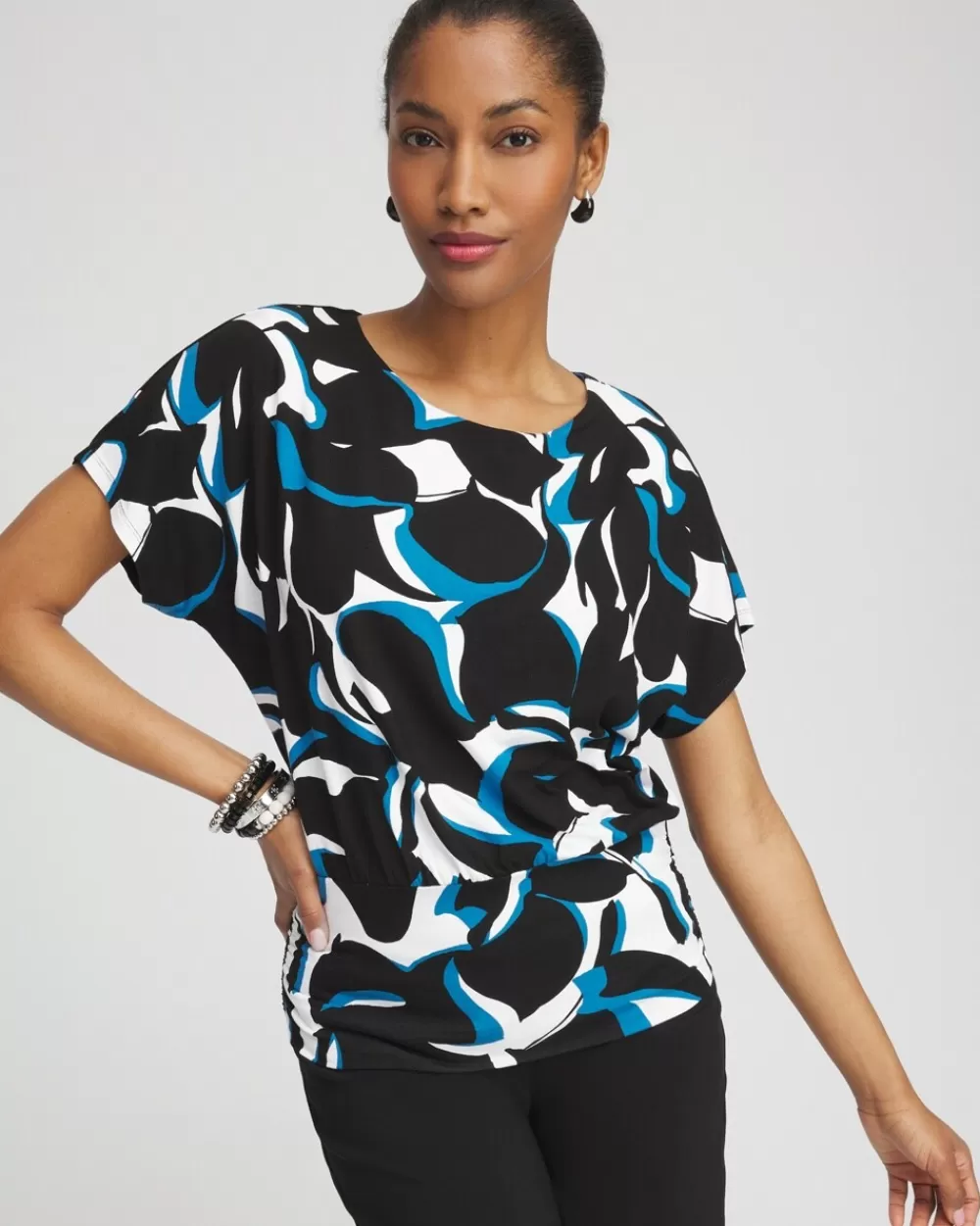 New Touch Of Cool™ Abstract Banded Hem Top Tops