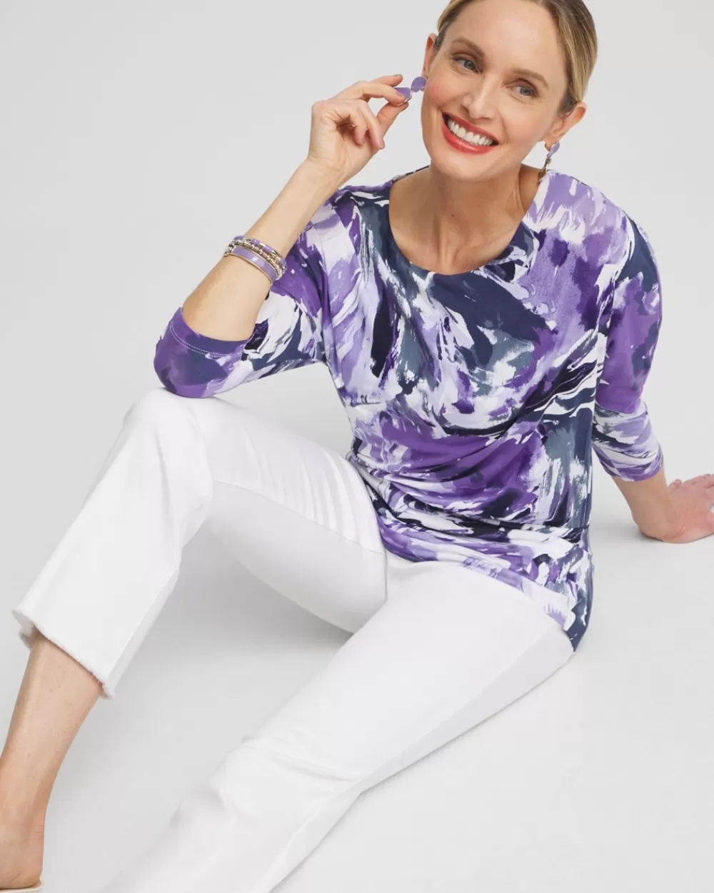 Online Touch Of Cool™ Abstract Banded Hem Top Tops