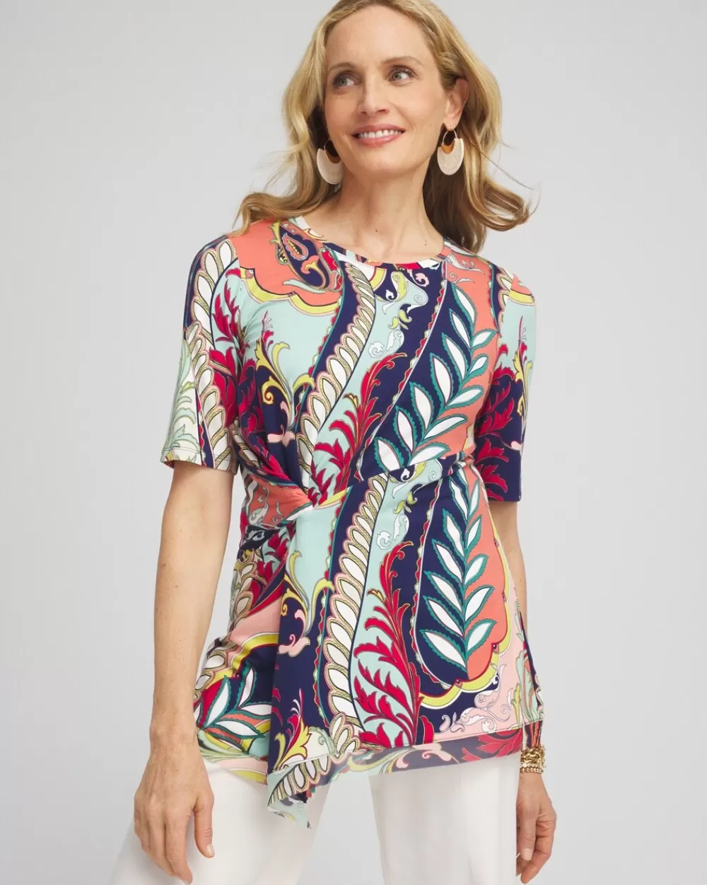 Shop Touch Of Cool™ Abstract Draped Tunic Tops