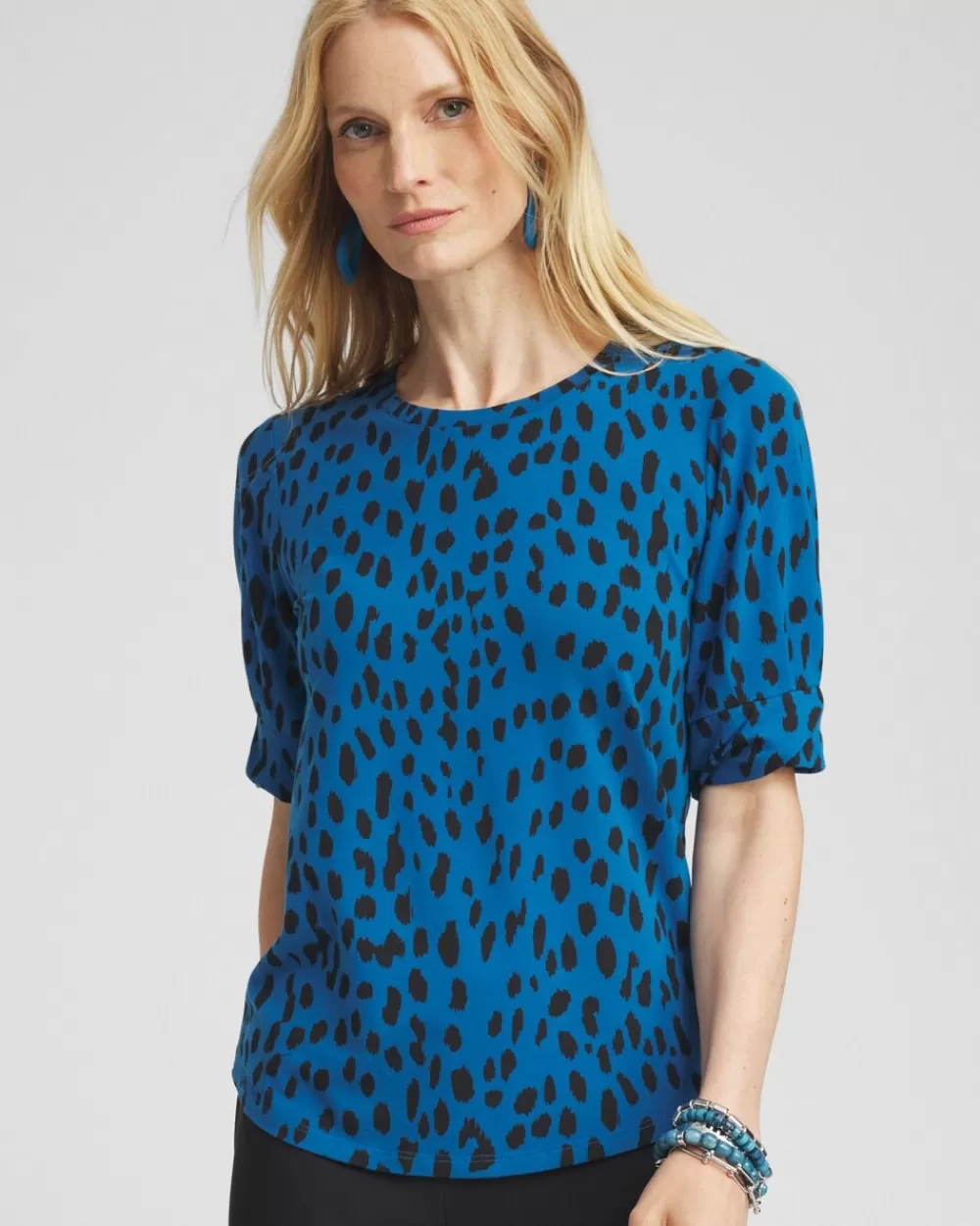 Sale Touch Of Cool™ Dots Roll Cuff Tee Tops