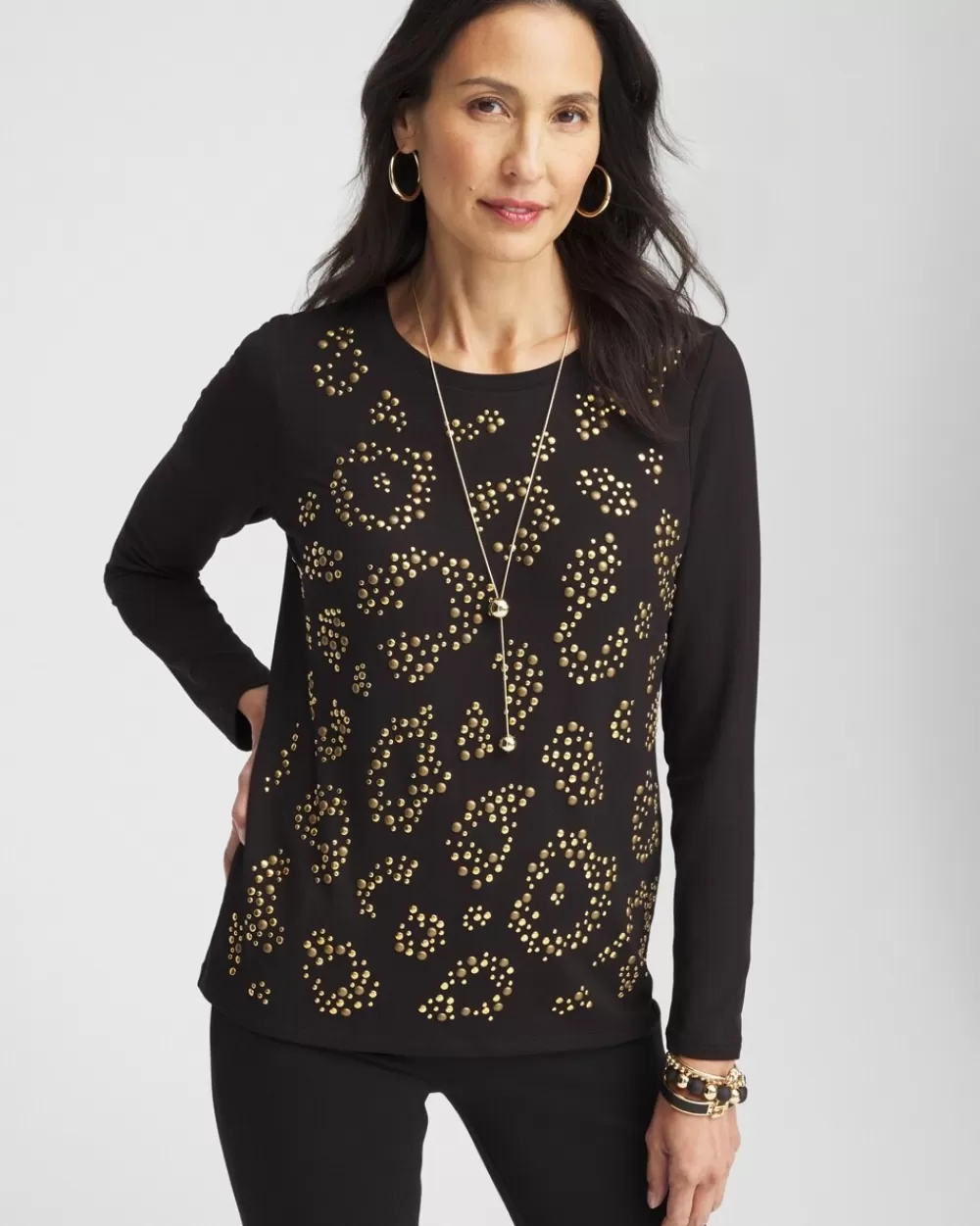 Shop Touch Of Cool™ Embellished Leopard Layering Tee Tops