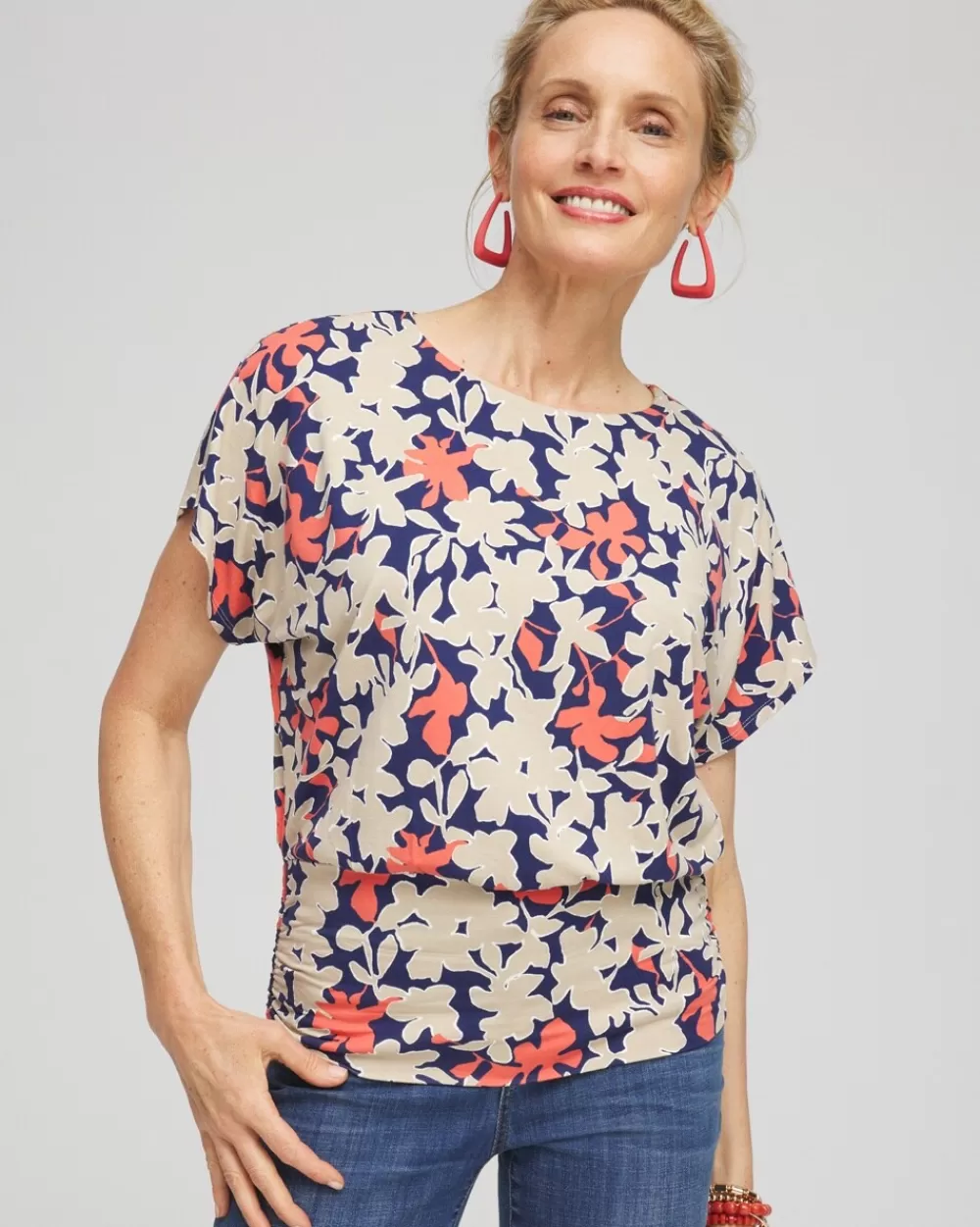 Cheap Touch Of Cool™ Floral Banded Hem Top Tops