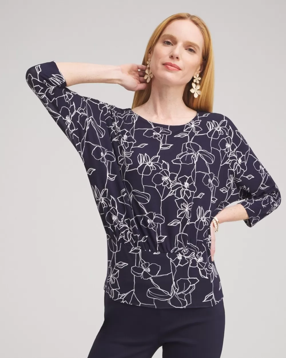 Store Touch Of Cool™ Floral Banded Hem Top Tops