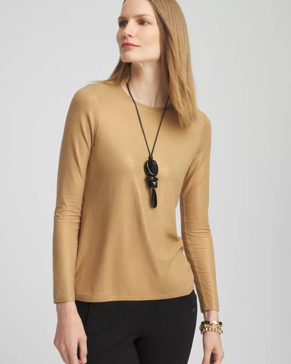 Sale Touch Of Cool™ Foil Long Sleeve Layering Tee Tops