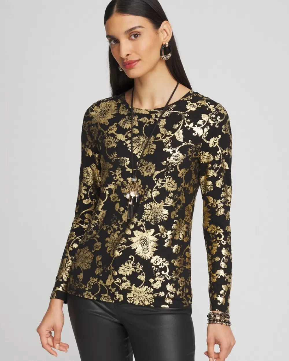 Outlet Touch Of Cool™ Foiled Floral Layering Tee Tops | Tees