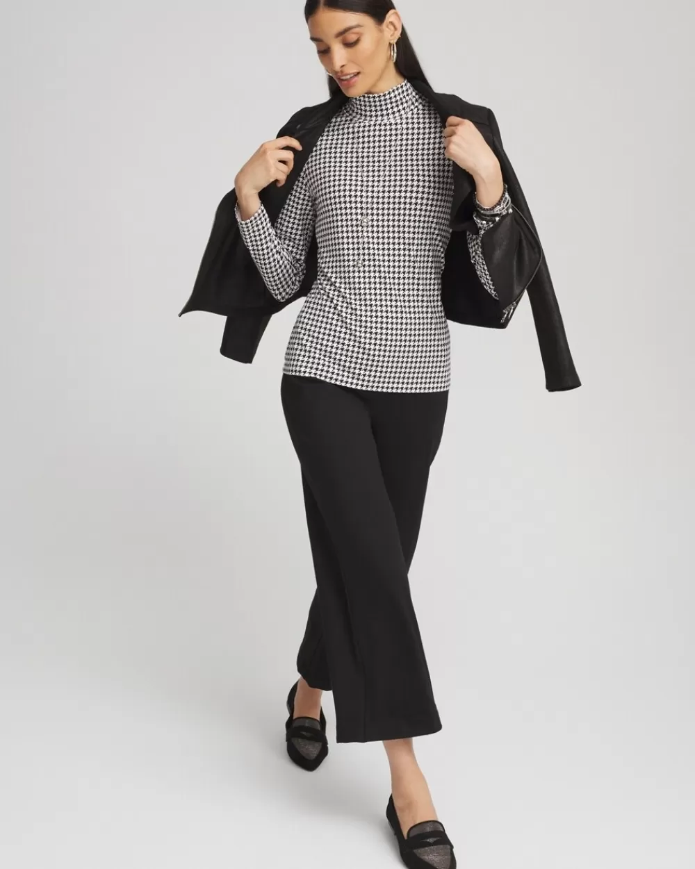 Store Touch Of Cool™ Houndstooth Mock Neck Layering Tee Tops