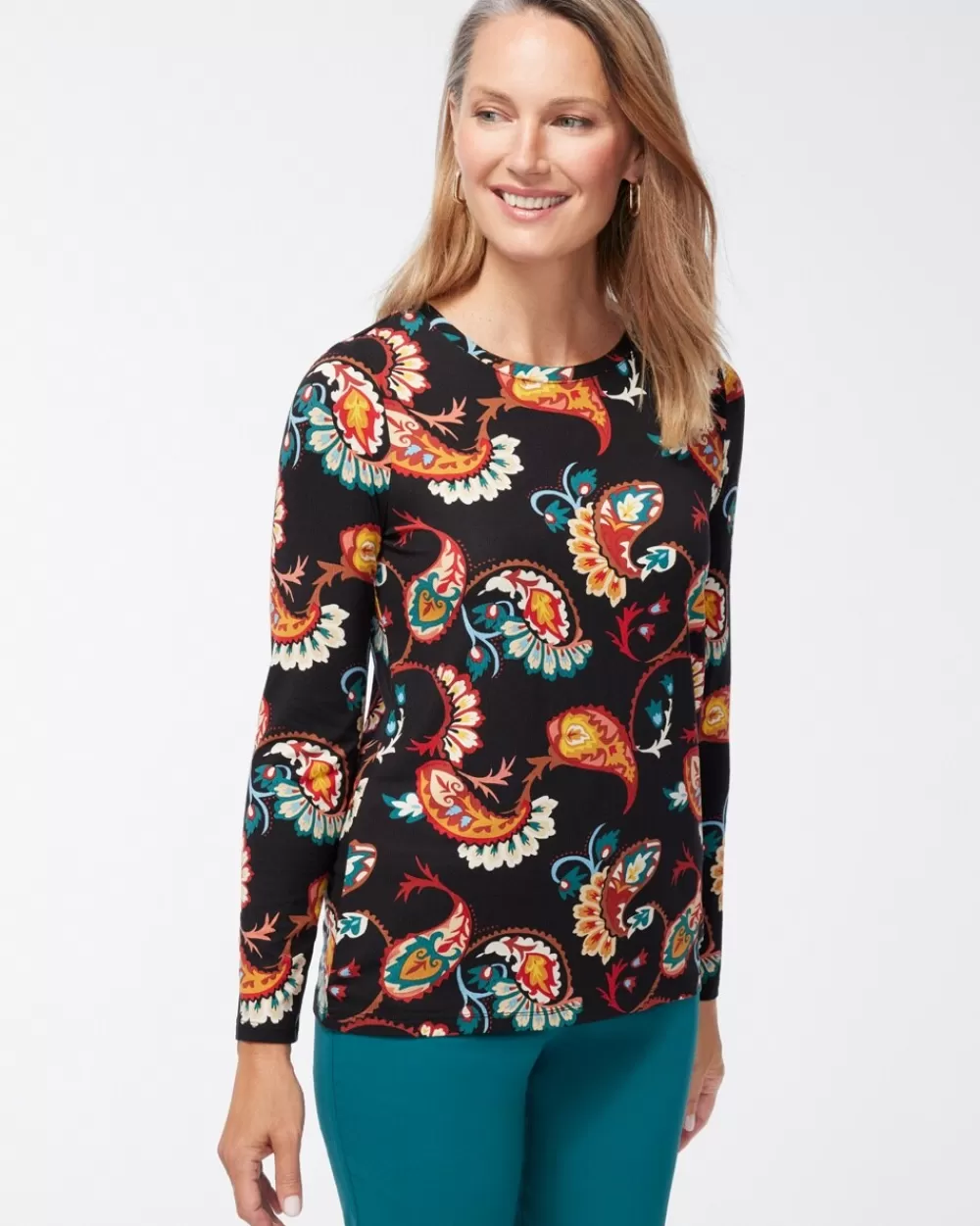 Outlet Touch Of Cool Multi Paisley Layering Tee Tops